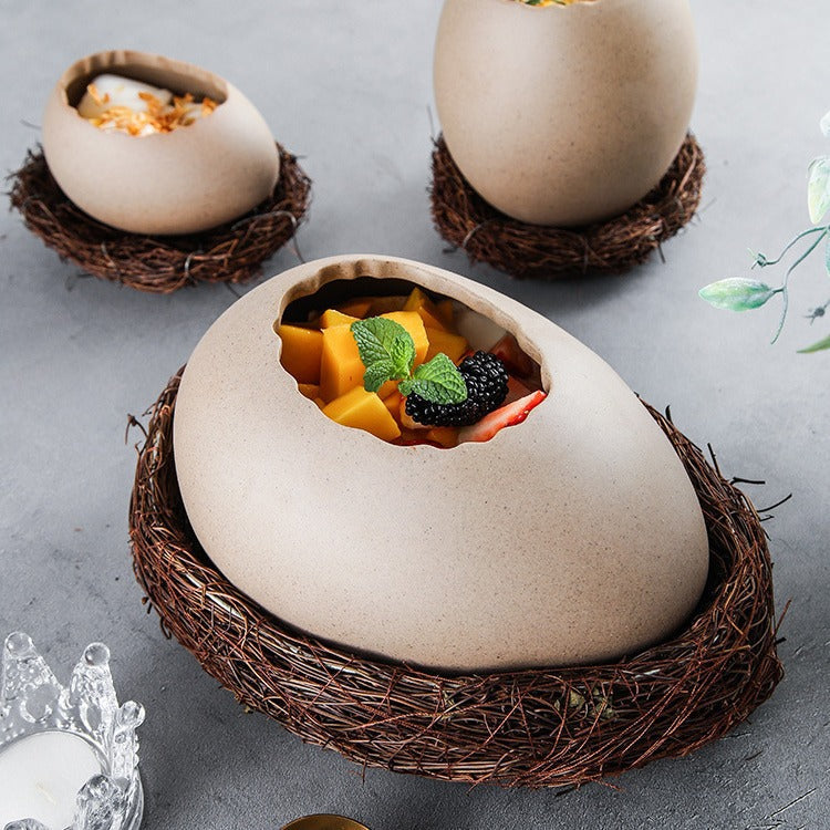 Kids' Ceramic Bowl in Ostrich Egg Style – Makes Mealtime Fun!