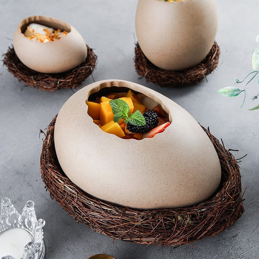 Kids' Ceramic Bowl in Ostrich Egg Style – Makes Mealtime Fun!