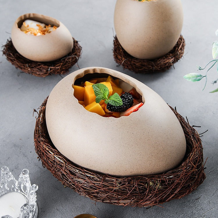 XICHAO Ostrich Egg-Shaped Ceramic Bowl