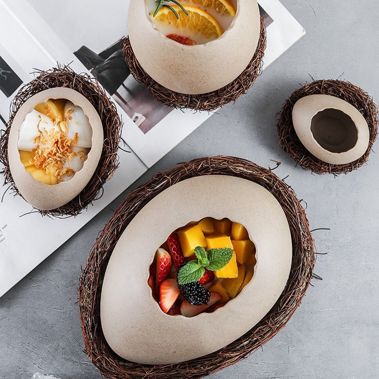 XICHAO Ostrich Egg-Shaped Ceramic Bowl